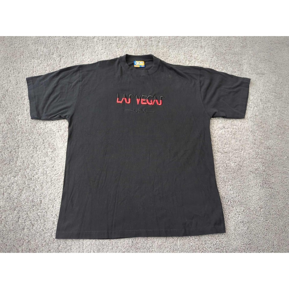 XNT T Shirt Mens 2XL Black Short‎ Sleeve Crew Neck Embroidered Las Vegas USA